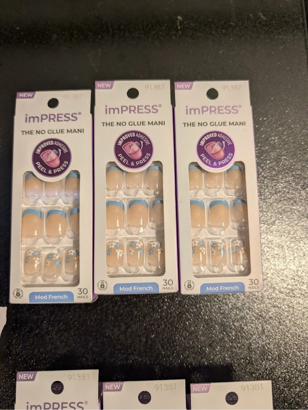 Lot of 6 Kiss imPRESS Press On Nails | French Mani Snooze Mod Classic Fake Nails